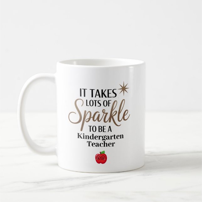 Sparkle Kindergarten Teacher Personalised Coffee Mug (Left)