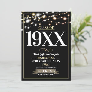 Sparkle Lights School Colours Class Reunion Invitation