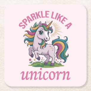 Sparkle like a unicorn square paper coaster
