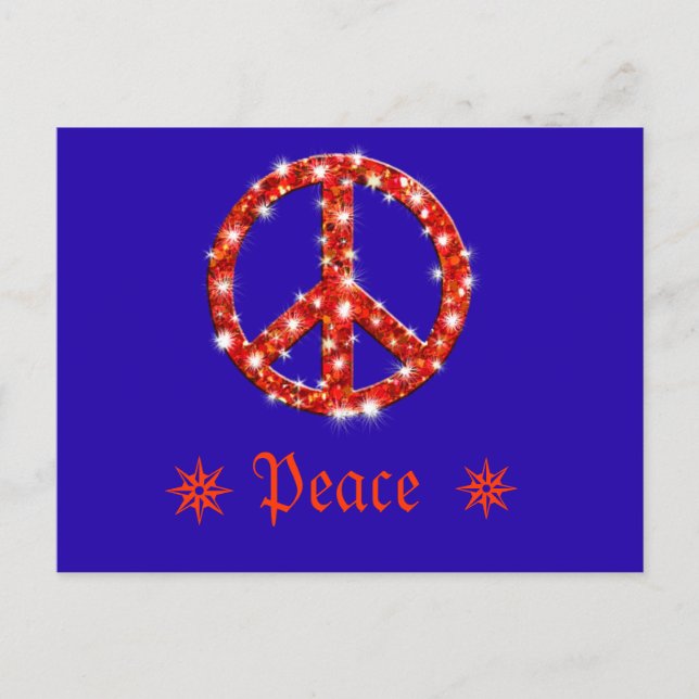 Sparkle Look Peace Sign Holiday Postcard (Front)
