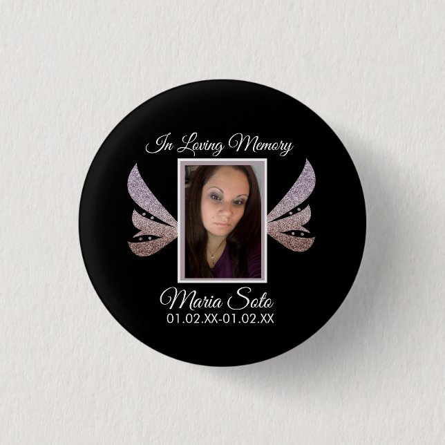 Sparkle Memorial Funeral Burial Wing  3 Cm Round Badge (Front)
