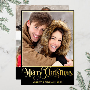 Sparkle Merry Christmas 4 PHOTO Greeting Gold