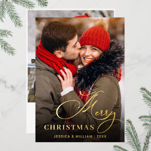 Sparkle Merry Christmas 4 PHOTO Greeting Gold