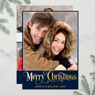 Sparkle Merry Christmas 4 PHOTO Greeting Gold