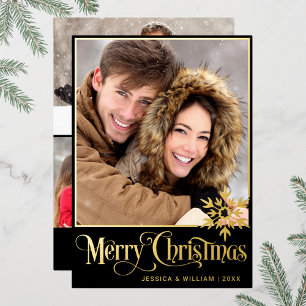 Sparkle Merry Christmas 4 PHOTO Greeting Gold