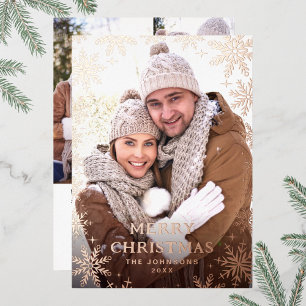 Sparkle Merry Christmas 4 PHOTO Greeting Rose Gold