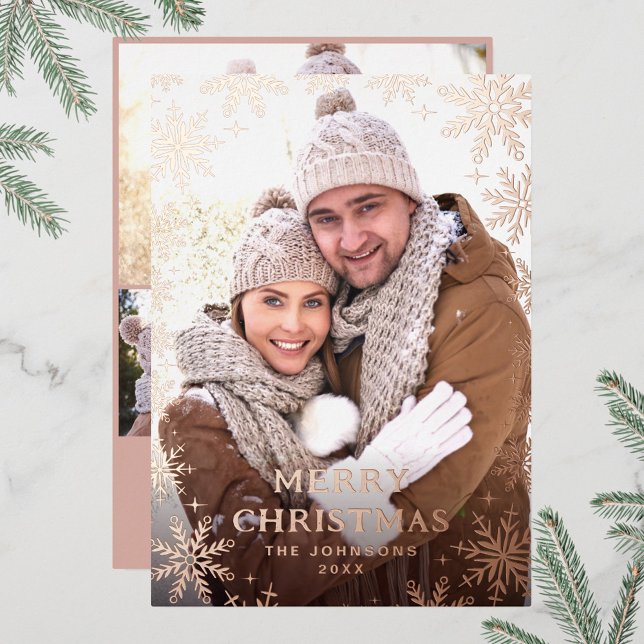 Sparkle Merry Christmas 4 PHOTO Greeting Rose Gold (Creator Uploaded)