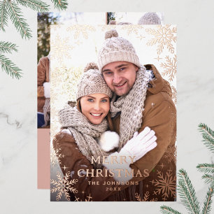 Sparkle Merry Christmas 4 PHOTO Greeting Rose Gold