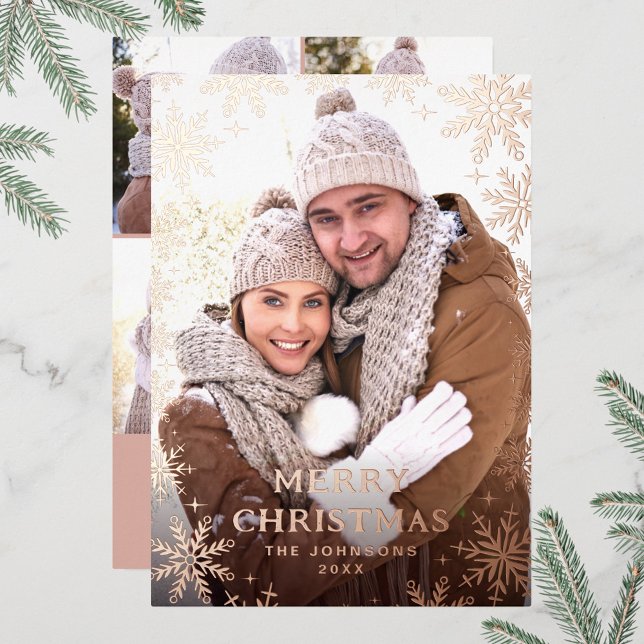Sparkle Merry Christmas 5 PHOTO Greeting Rose Gold (Creator Uploaded)