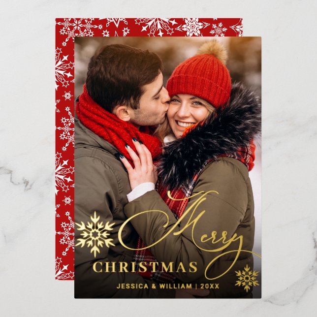 Sparkle Merry Christmas PHOTO Greeting Gold (Front/Back)