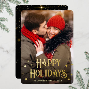 Sparkle Merry Christmas PHOTO Greeting Gold