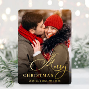 Sparkle Merry Christmas PHOTO Greeting Gold