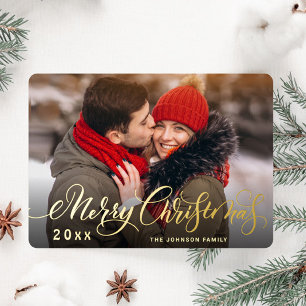 Sparkle Merry Christmas PHOTO Greeting Gold