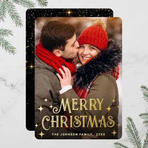 Sparkle Merry Christmas PHOTO Greeting Gold