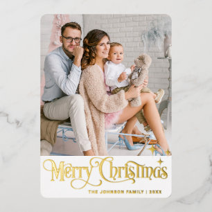 Sparkle Merry Christmas PHOTO Greeting Gold