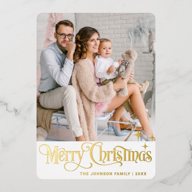 Sparkle Merry Christmas PHOTO Greeting Gold (Front)