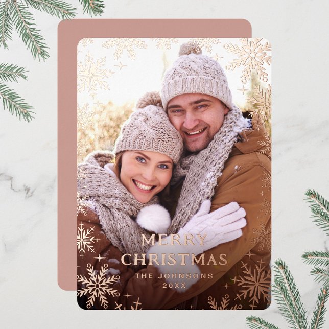 Sparkle Merry Christmas PHOTO Greeting Rose Gold (Creator Uploaded)