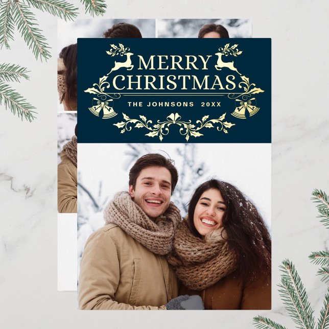 Sparkle Modern Christmas 5 PHOTO Greeting Gold (Creator Uploaded)