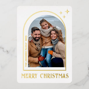 Sparkle Modern Christmas PHOTO Greeting Rose Gold