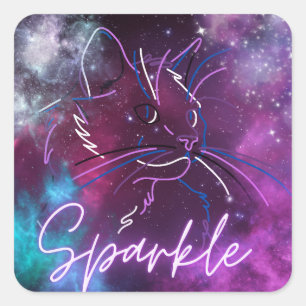 Sparkle- neon galaxy cat sticker