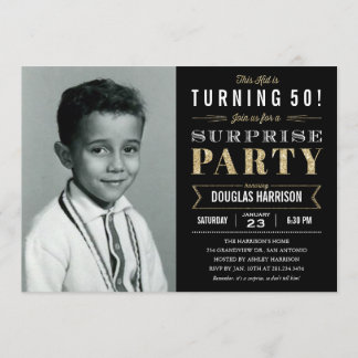 Sparkle Old Picture Surprise Birthday Invitations