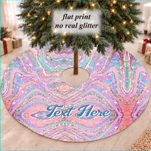 Sparkle Pastel Rainbow Marble Unicorn Brushed Polyester Tree Skirt