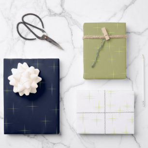 Sparkle Pattern Navy Gold And White Wrapping Paper Sheet