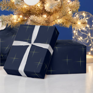 Sparkle Pattern On Navy Wrapping Paper
