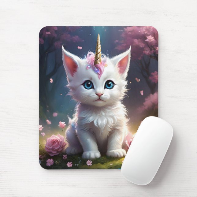 "Sparkle Paws: The Enchanting Unicorn Kitten" Mouse Pad (With Mouse)