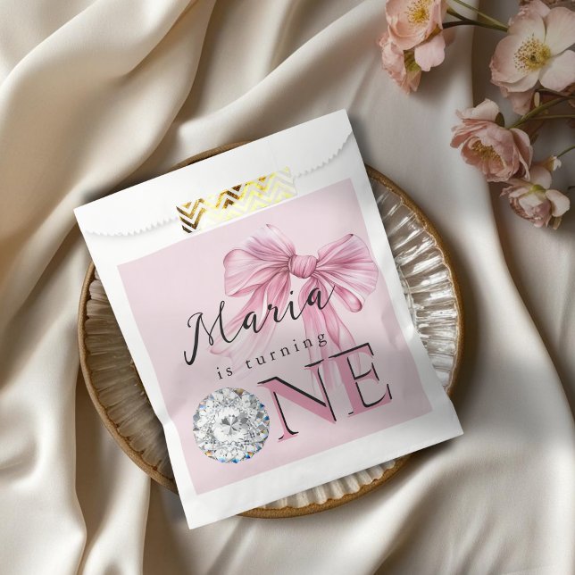 Sparkle Pink Coquette Bow 1st Favour Bags (Creator Uploaded)