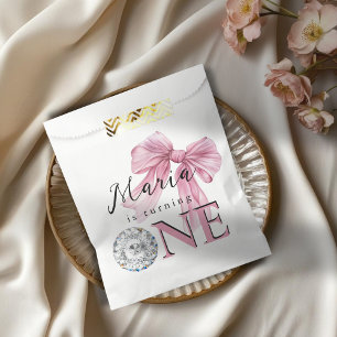 Sparkle Pink Coquette Bow 1st Favour Bags