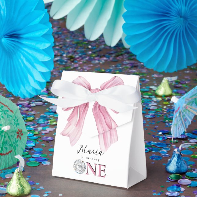 Sparkle Pink Coquette Bow 1st Favour Box (Party)