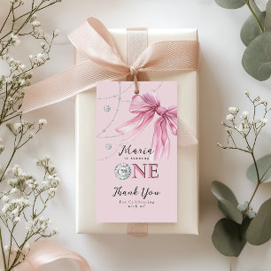 Sparkle Pink Coquette Bow 1st Gift Tags