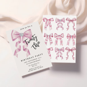 Sparkle Pink Coquette Bow 1st Invitation