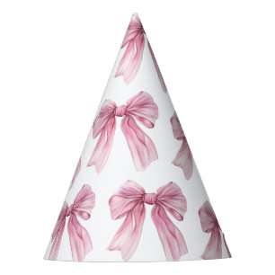 Sparkle Pink Coquette Bow 1st Party Hat