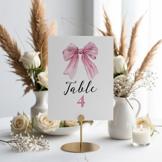 Sparkle Pink Coquette Bow 1st Table Number (Creator Uploaded)