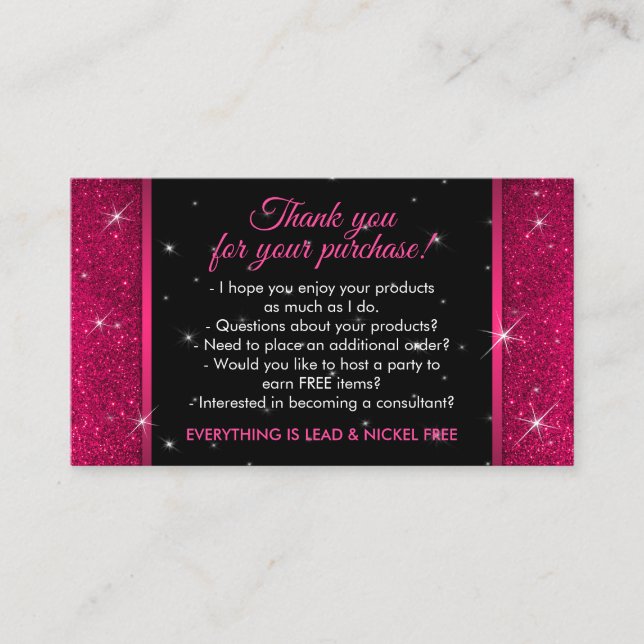 Sparkle Pink Crown Jewellery Accessories Thank You Business Card (Front)