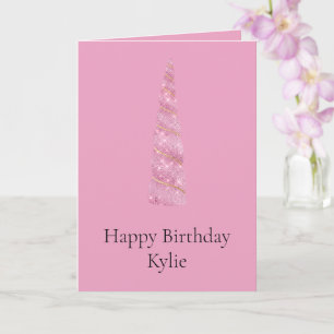 Sparkle Pink Girly Gold Glam Unicorn Birthday Card