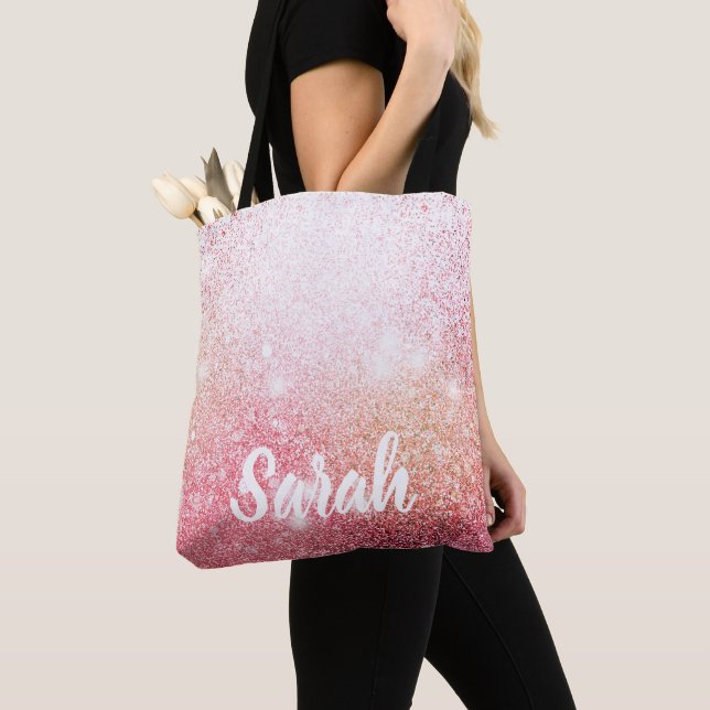 Sparkle Pink Glitter design Tote Bag (Close Up)