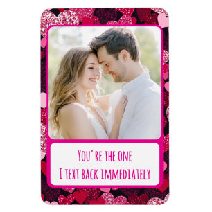 Sparkle Pink Hearts Text Back Immediately Flexible Magnet