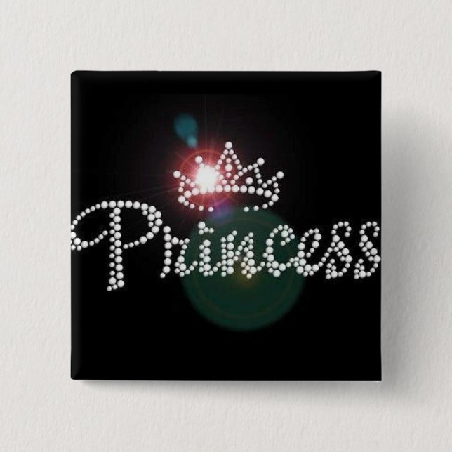 Sparkle Princess Crown Birthday, Custom, 15 Cm Square Badge (Front)