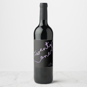 Sparkle, Purple Glitter 21st Birthday Party Wine Label