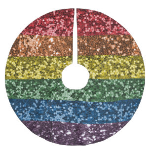 Sparkle Rainbow Faux Glitter Sequin Glam Brushed Polyester Tree Skirt