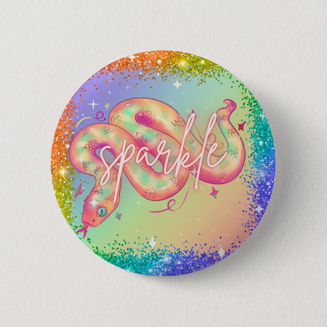 sparkle rainbow snake button (Front)