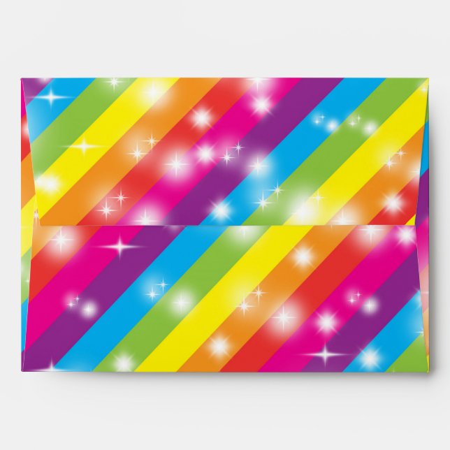 Sparkle Rainbow Striped Party Invite Envelope (Back (Top Flap))