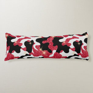 Sparkle Red White Black Camo Lovers Army Soldier Body Cushion