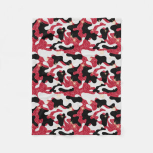 Sparkle Red White Black Camo Lovers Army Soldier Fleece Blanket