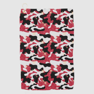 Sparkle Red White Black Camouflage Camo Lovers Golf Towel