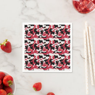 Sparkle Red White Black Camouflage Camo Napkin