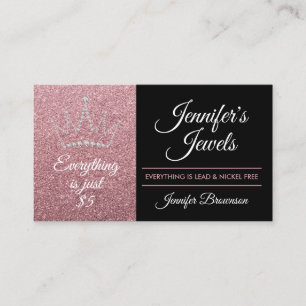 Sparkle Rose Gold Crown Jewellery Accessories Business Card